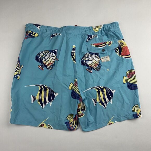 Nautica Blue Angel Fish Swim Trunks Back Pocket Mesh Lined Sz XXL 2XL Ocean - Picture 6 of 7